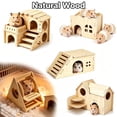 thumbnail image 1 of Hamster Hideout, Hamster Gerbil Hamster Wood House, Various Styles Small Animals Hamster Cage - Fun Slide House Double-Decker Hut Habitats Decor Cage Accessories for Gerbils Mouse _ #04 _ D, 1 of 6