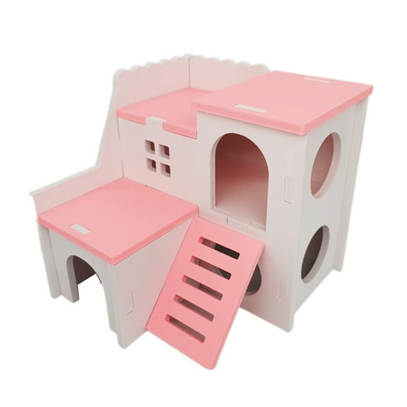 Hamster Hideout House with Ladder Ventilated Design Double Layers Hedgehog Chinchilla Villa Living Hut Pet Supplies