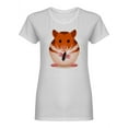 thumbnail image 1 of Hamster Holding Sunflower Seed Shaped T-Shirt Women -Image by Shutterstock, Female x-Large, 1 of 2