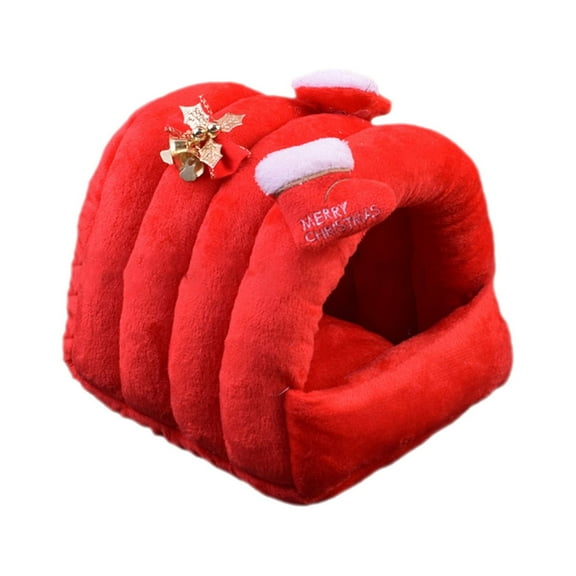 Hamster House Bed, Christmas Tree Xmas Socks Plush Soft Skin-friendly Winter Warm Nest Home Resting for Small Animals Guinea Pig Hedgehog Chinchilla Hamster Rats Squirrels