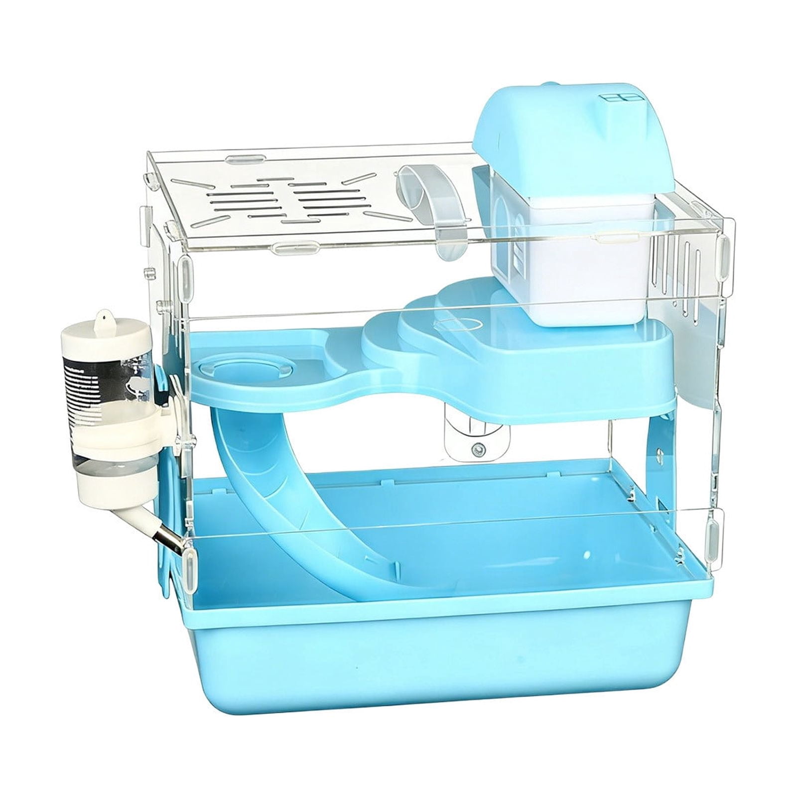 Hamster House,Hamster Platform,Acrylic Transparent Hamster Cage with Pull Out Tray, Ventilated Small Pet Habitat, for Indoor Hamster Enclosure Easy Clean(MulticolorA)