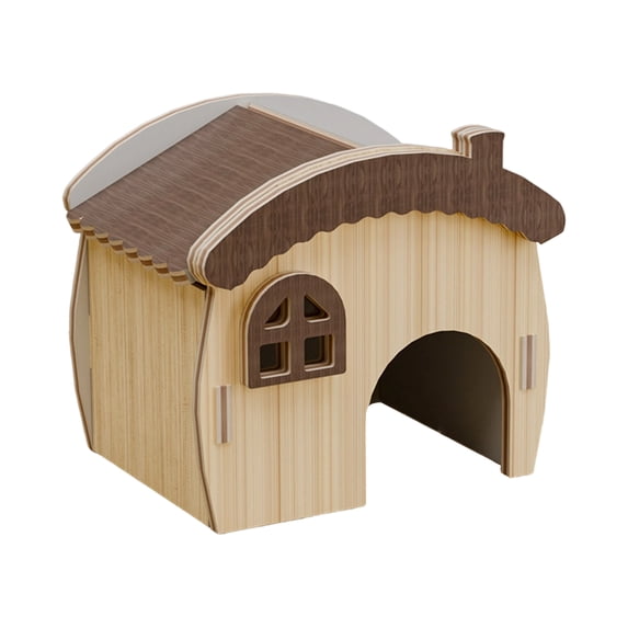 Hamster House, Natural Solid Wood Hideout Villa Landscape Sleeping Nest Syrian Hamster Fancy Rat Gerbil Mouse Critter Habitat Cage Accessories Small Animal Activity Room