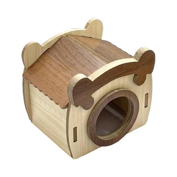 Hamster House, Natural Solid Wood Hideout Villa Landscape Sleeping Nest Syrian Hamster Fancy Rat Gerbil Mouse Critter Habitat Cage Accessories Small Animal Activity Room