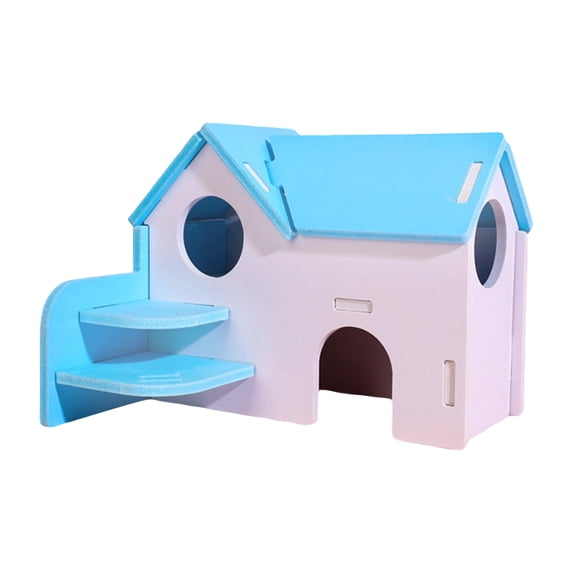Hamster House Ventilated Design Double Layers Wooden Hamster Hideout Accessories Toy for Guinea-pig