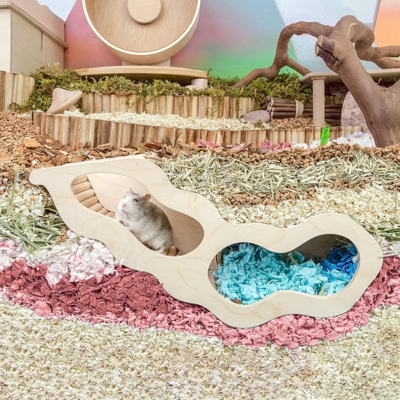 Hamster House with Climbing Ladder - Secret Peep Tunnel Hut, Cozy Hideout for Hamsters/Gerbils/Mice/Similar-Sized Small Pets