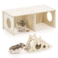 thumbnail image 1 of Hamster Hut, 2 Chamber Hamster Hideouts Wood Smooth Surface Chinchilla Habitat No Nails Guinea Pig Maze Exploring Gerbils Toys with Slide House for Dwarf Hamster Syrian, 1 of 7