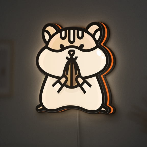 Hamster LED Lightbox - Pet Shop Wildlife Animal Decor, Custom Led Sign for Home Office Shop Decor (Height 8 inch, 20cm)
