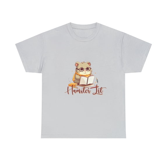 Hamster Lit Unisex Heavy Cotton Tee Cute Animal Lover Bookworm Teeshirt