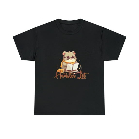 Hamster Lit Unisex Heavy Cotton Tee Cute Animal Lover Bookworm Teeshirt