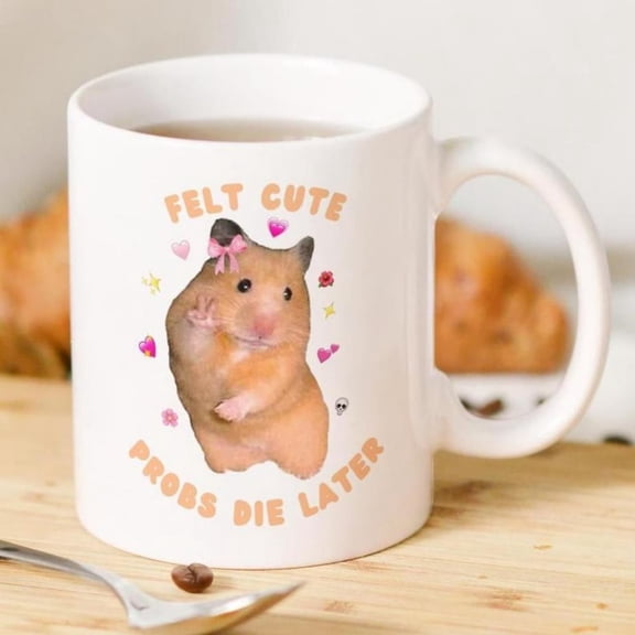 Hamster Meme Mug Joke Present, Work Colleague Gift, Funny Office Mug, oz.