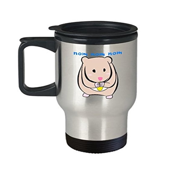 Hamster Mug - Nom Nom - Rodent Themed Gifts -14 Oz Stainless Steel Travel Cup
