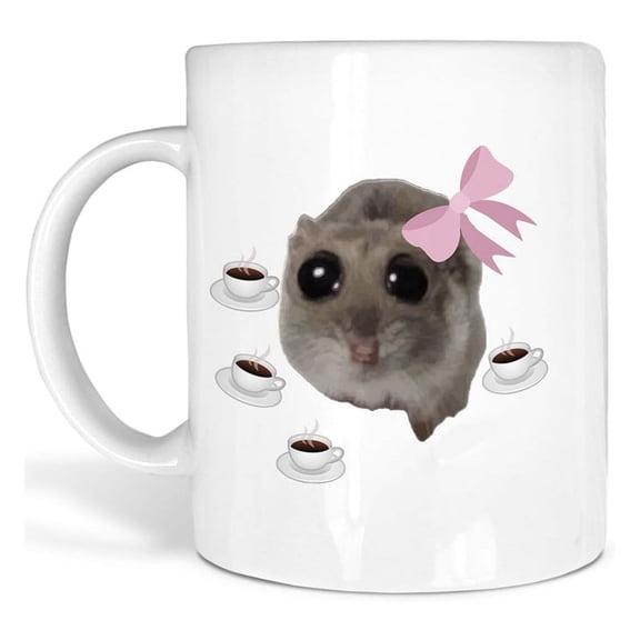 Hamster Mug Sad Hamster Meme Hamster Mug Printed Mugs with Sad Hamster Meme Cuttie Mug Good Morning White Ceramics