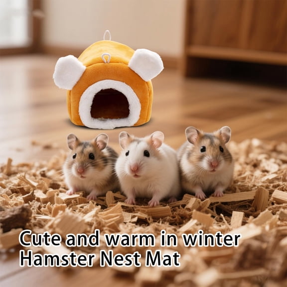 Hamster Nest Pad Winter Warm Cotton House, Cute Orange Small Pet Supplies For Hamsters Gerbils Mice Small Animals