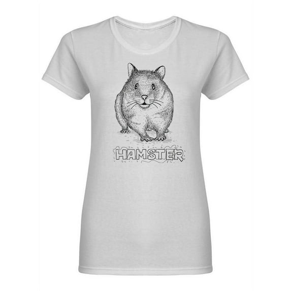 Hamster Sketch And Title Shaped T-Shirt Women -Image by Shutterstock, Female XX-Large
