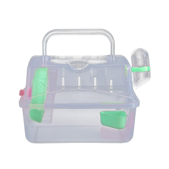 Hamster Travel Case with Food Bowl Running Wheel Multifunctional Portable Hamster Carrier Small Pet Crate Pet Supplies