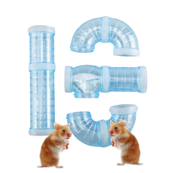 Hamster Tubes, Adventure External Pipe Set Transparent Hamster Cage Accessories Toys to Expand Space DIY Connection Tunnel Rat Toy Blue