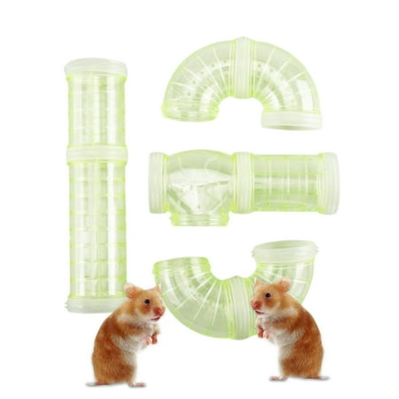 Hamster Tubes, Adventure External Pipe Set Transparent Hamster Cage Accessories Toys to Expand Space DIY Connection Tunnel Rat Toy Yellow