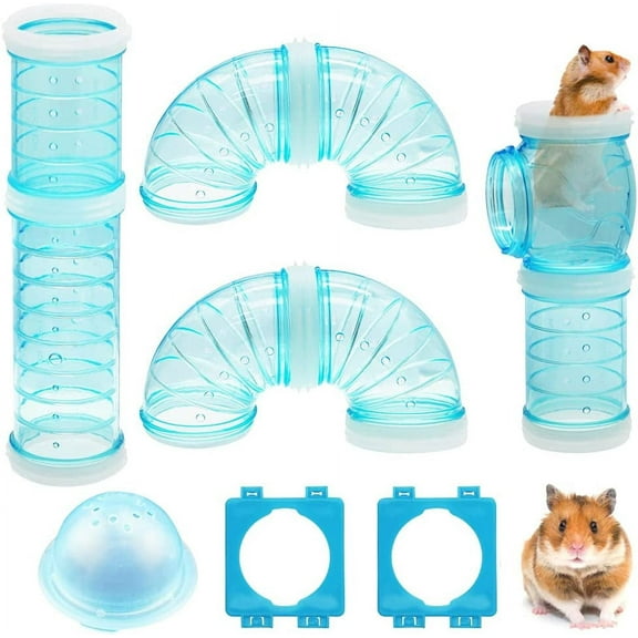 Hamster Tubes Set, STONCEL Transparent Hamster Cage Adventure External Pipe, Creative DIY Assorted Connection Tunnel Track Hamster Toys to Expand Space for Small Animals Like Hamster, Mouse-2.16In