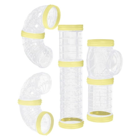Hamster Tubes Set, Transparent Hamster Cage Adventure External , DIY Assembly Connection Toys for Hamster, Mouse Small Animals , Yellow