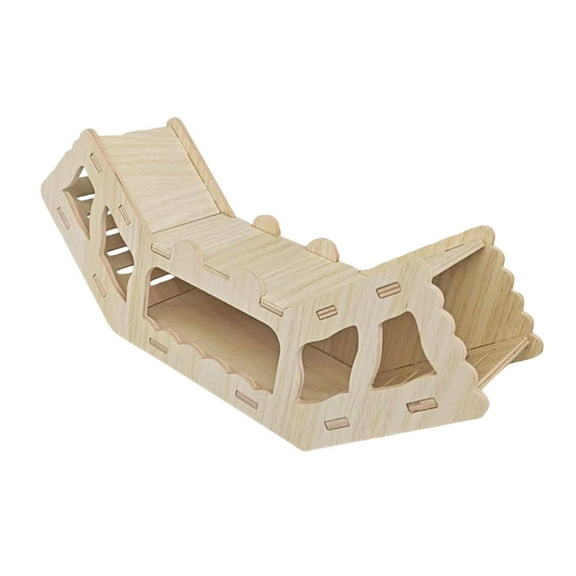 Hamster Tunnel Burrow Hideaway House Wooden Multi Chamber Function for Gerbils Mice Small Animal Cage