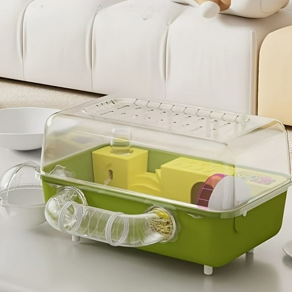 Hamster Villa Toy House - 2-Tier Breathable Small Animal Cage with Ladder & Platform, No Battery Needed - Perfect for Hamsters, Gerbils & Mice (Natural Wood Color)