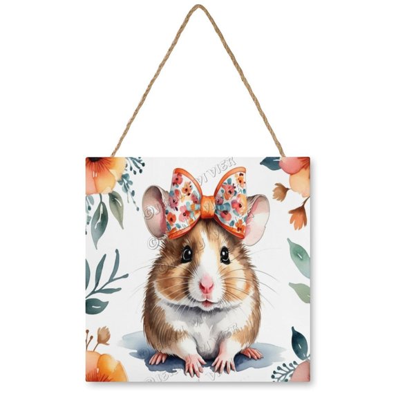 Hamster Wall Art Hamster Wooden Sign Hamster Decor Vintage Pictures for Bedroom Bathroom Kitchen Wall Decorations Bar Interior Decor 12"x12" Wooden Hanging Signs