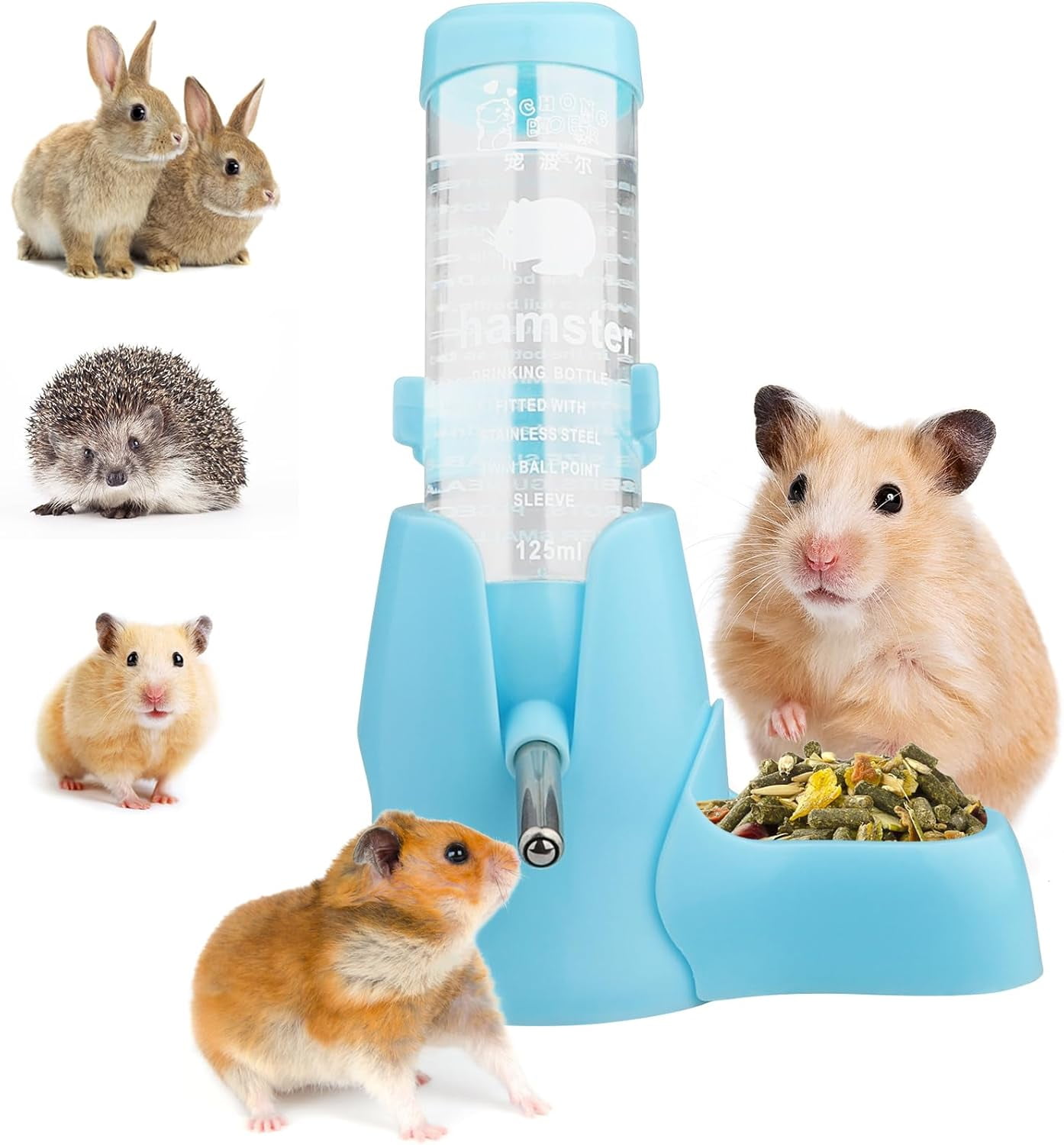 Hamster Water Bottle, [4.2 oz-3 in 1] Guinea Pig Water Bottle No Drip ...