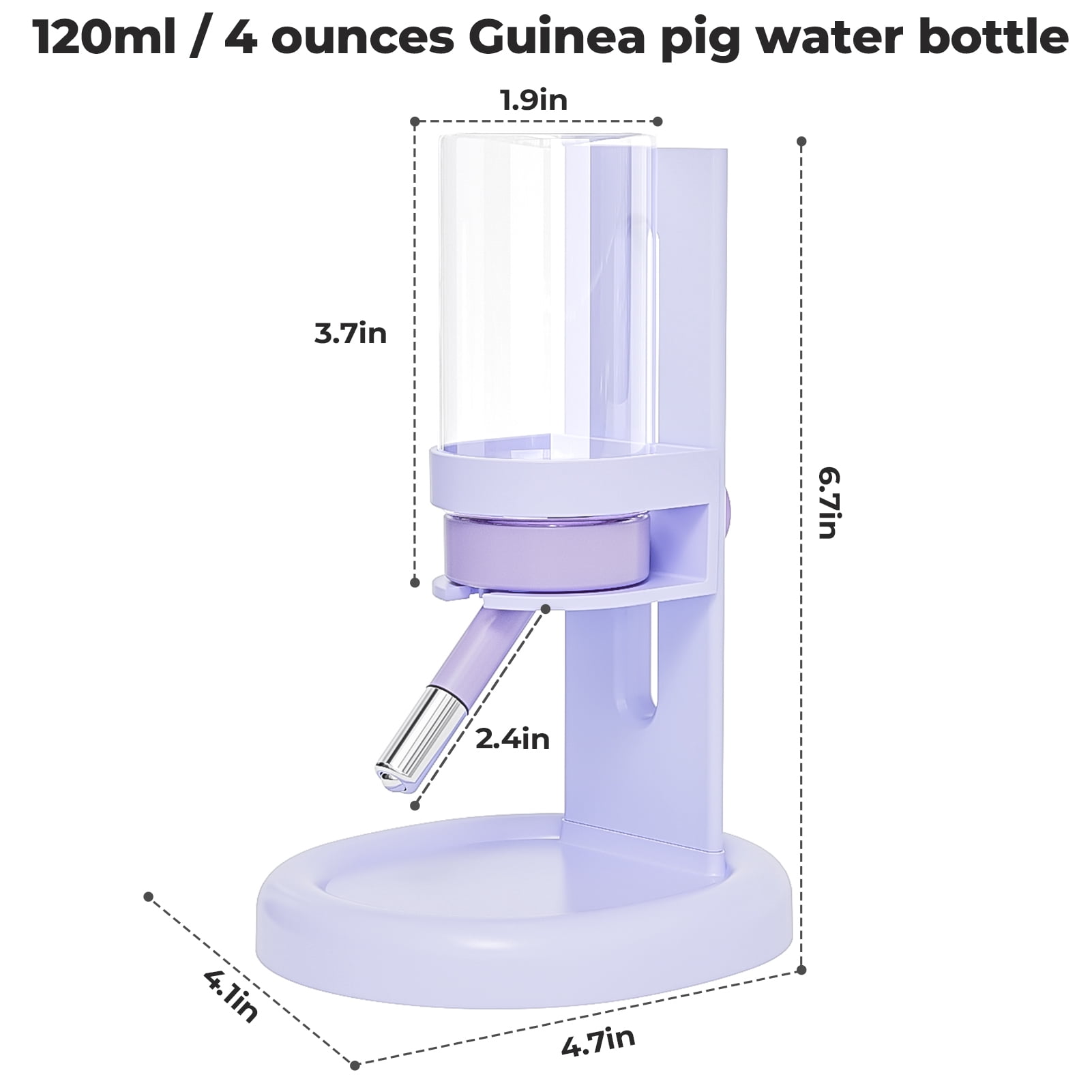 Hamster Water Bottle for Glass Tank, No Drip Guinea Pig Water Bottle ...
