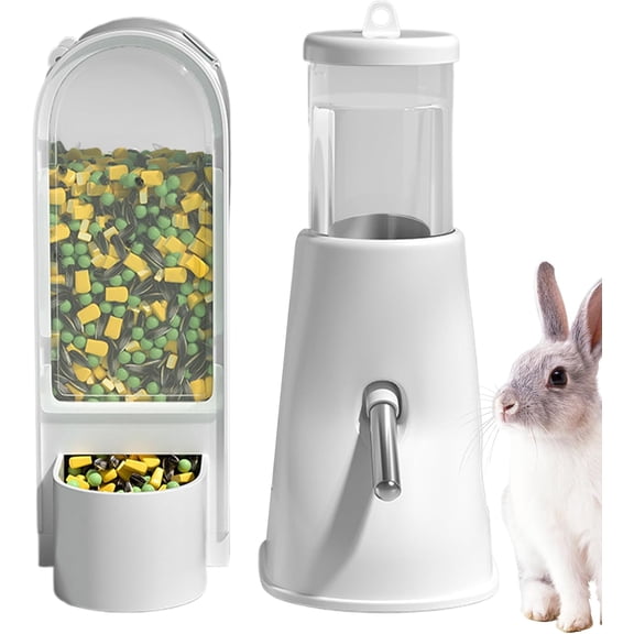 Hamster Water Dispenser, Pet Feeder Bottle, Food and Drinking Dish for Small Animals, Cage Accessory with Large Capacity Bowl, Dwarf Hamster Gerbil Bunny Hedgehog Feeding(Q)