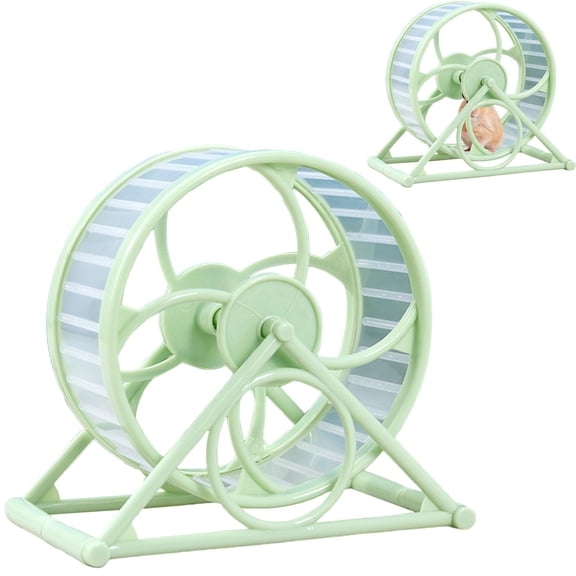 Hamster Wheel, 5.5 Inch Silent Exercise Running Wheel with Stand, Quiet Spinner for Guinea Pigs, Sugar Gliders, Gerbils (Green)