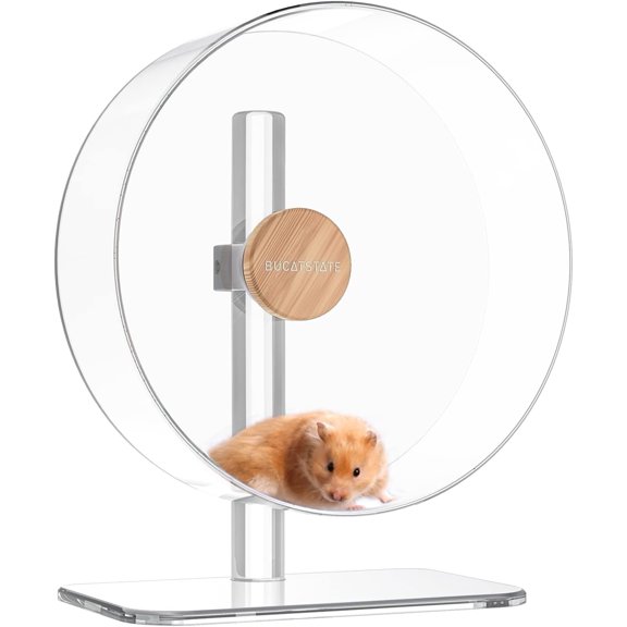 Hamster Wheel Silent 12.5inch, Acrylic Hamster Exercise Wheel with Stable Adjustable Stand Running Wheel for Golden Bear Hamster, Sugar Gliders, Rats, Hedgehogs