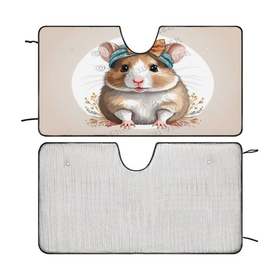 Hamster Windshield Sun Shade Car Window Shade, Car Sun Shade Keeps Vehicle Cool-UV Ray Protector Front Windshield Sunshade 51"x28"