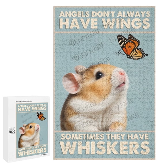 Hamster With Butterfly Puzzle Jigsaw Puzzles for Adults 1000 Pieces, Brain Challenging Shaped Puzzle for Game Night, Family, Friends, Puzzle Size is 29.5"x19.7"