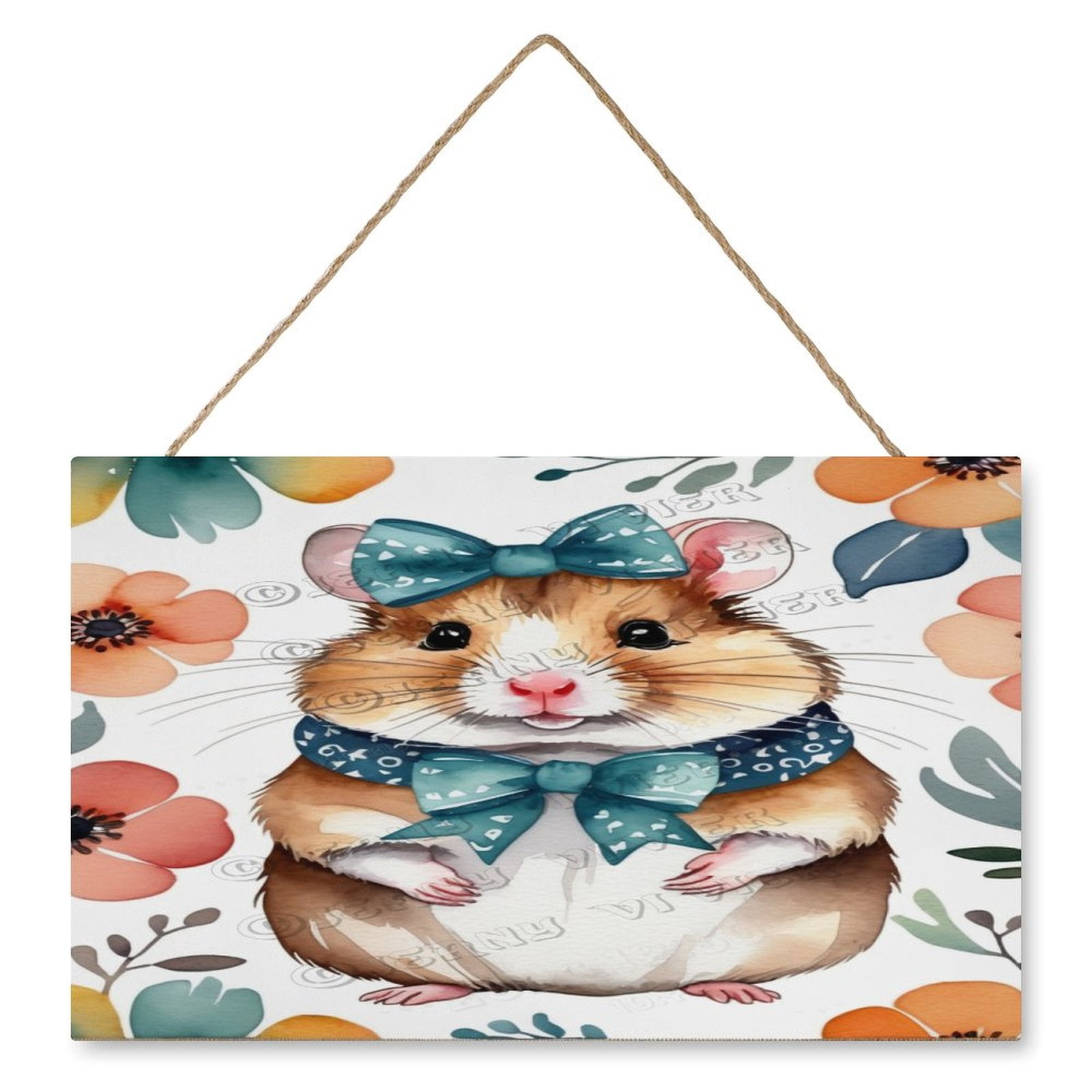 Hamster With Flower Crown Wall Art Hamster Decor Wooden Sign Hamster ...