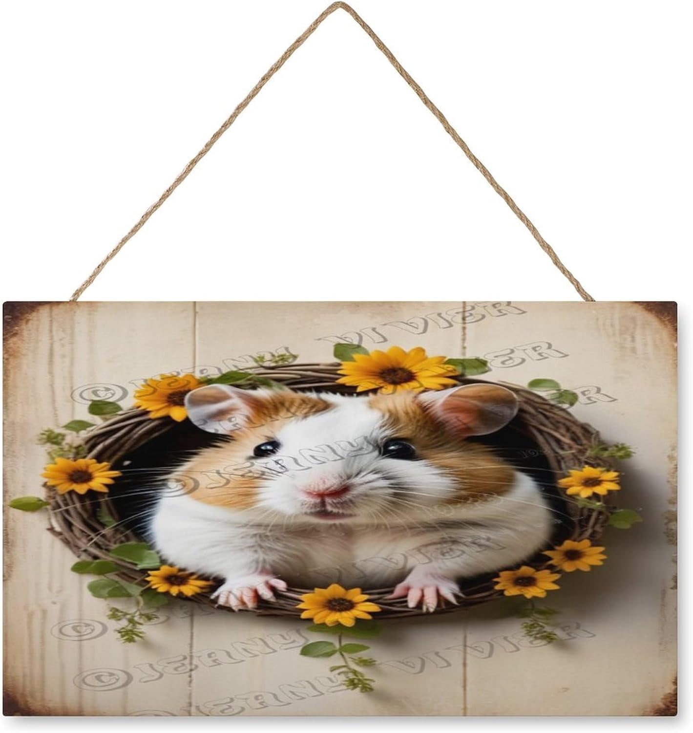 Hamster Wood Hanging Sign for Bedroom Living Room, Nursery Wood Wall ...