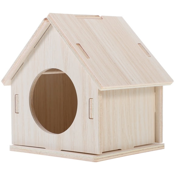 Hamster Wood House Small Animal Hideout Chinchilla Decorative House Squirrel Sleeping House