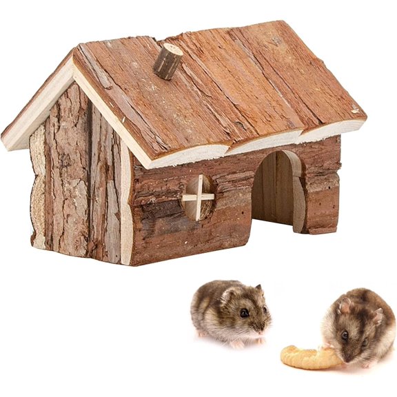 Hamster Wooden Hideout House Natural Pet Rats Climbing Play Hut Hideaway Room for Dwarf Hamster, Mouse, Rat,Gerbil and Other Pet Small Animals15*11*12cm