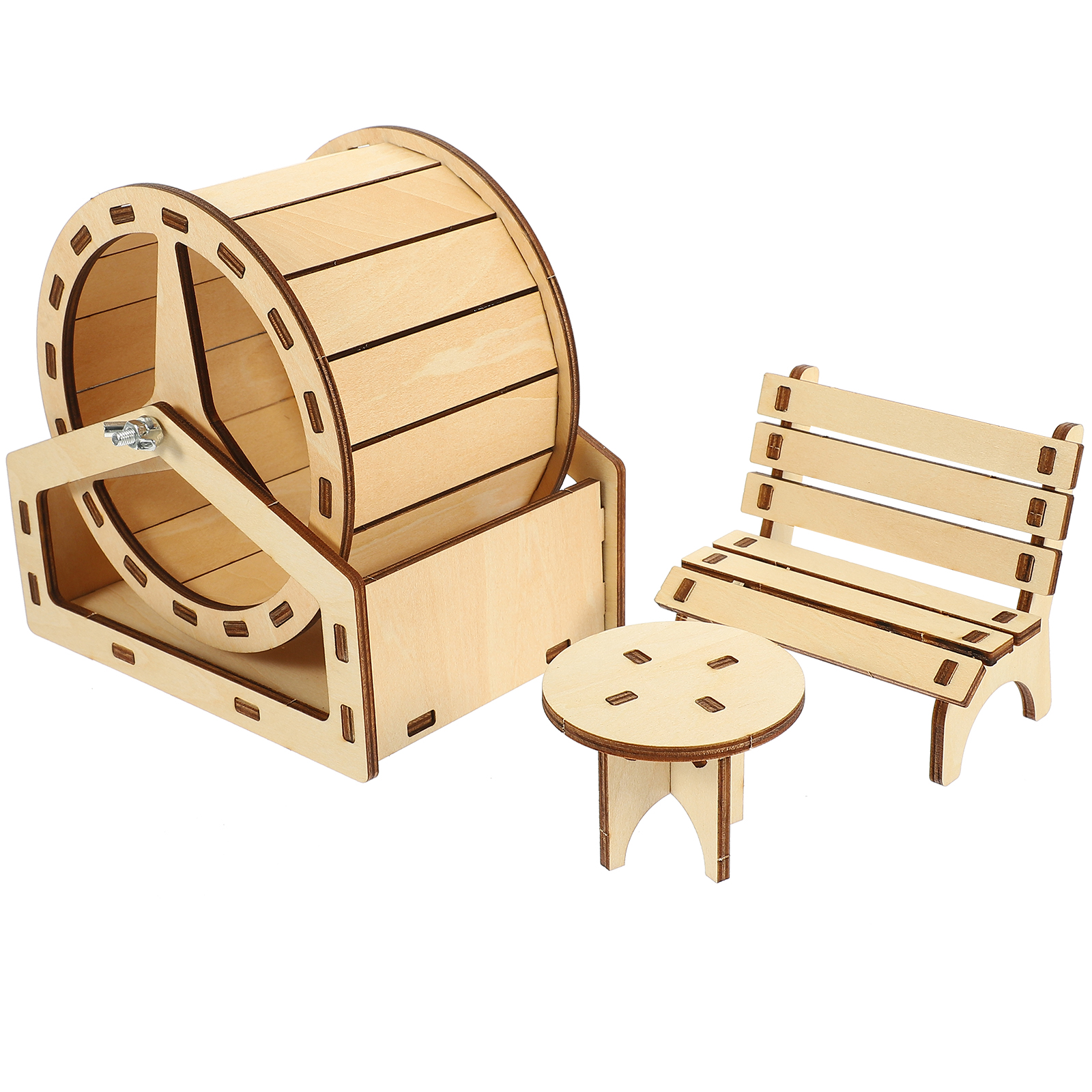 Image showcasing Hamster Wooden House DIY Assembled Toys Small Animal Habitat Decoration ...