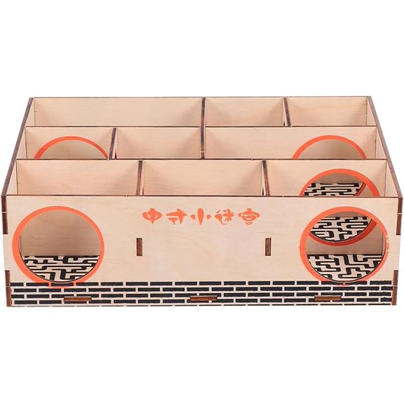 Hamster Wooden Maze Tunnel Activity Toy for Dwarf Hamsters and Mice, Interactive Maze for Small Pets, Fun Exercise Hideout