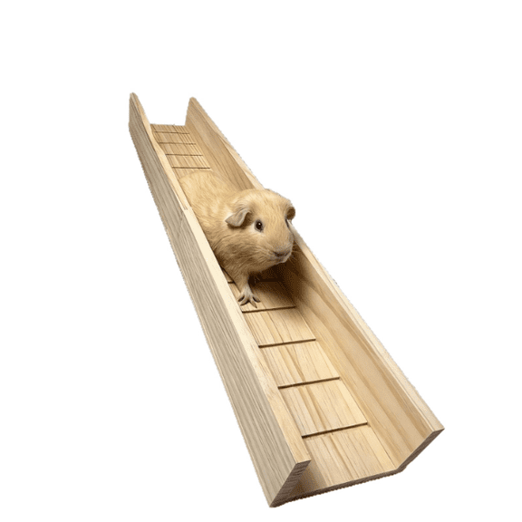 Hamster Wooden Platform Slide, Small Pet Ladder Stair Ramp, 23.6 in Guinea Pig Bridge with Elevated Edges, Non-Slip Rungs, for Small Animal Exercise, Hamster Cage Accessories