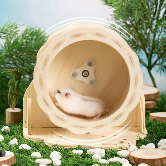 Hamster Wooden Running Wheel Exercise Wheel Fitness Cage Accessories Treadmill Hamster Toys for Other Small Animals, Kitty, Dwarf Hamster, Mice 21cm