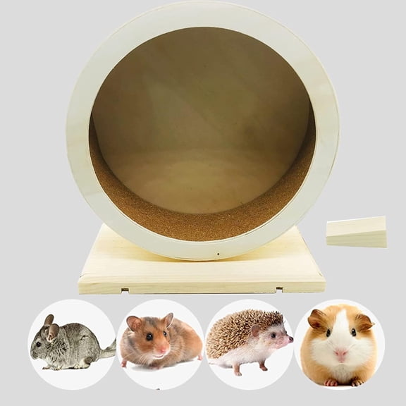 Hamster Wooden Running Wheel, Wooden Small Pets Exercise Wheel, Running Spinner Wheel Play Toy for Rat Gerbil Mice Chinchillas Hedgehogs Guinea Pigs, S