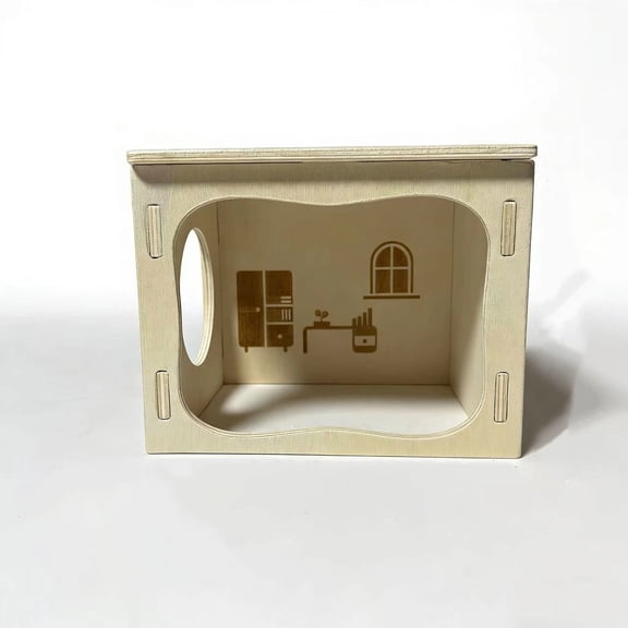 Hamster hiding place, wooden cabin, small animal, pet tunnel, exploration toy, dwarf hamster, sand rat, hedgehog, mouse's secret peephouse (study)