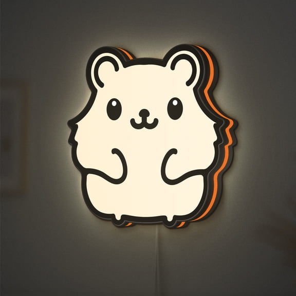 Hamsters LED Lightbox - Cute Kawaii Zoo Fauna Decor, Custom Led Sign for Home Office Shop Decor (Width 8 inch, 20cm)