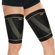 Copper Thigh Compression Sleeve1 Pair, Hamstring Support for Men and Women Upper Leg Sleeves Thigh, Quad & Groin Support Anti-Slip Thigh Brace & Wrap for Running, Workout, Sports Recovery-L