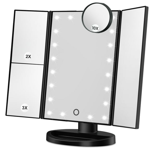 Hamswan Trifold Makeup Mirror, Lighted Makeup Mirror with 21 LED