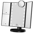thumbnail image 1 of Hamswan Tri-fold Makeup Mirror, Lighted Makeup Mirror with 21 LED Lights, 2X 3X 10X Magnifying Vanity Mirror, Touch Screen, 180 Degree Rotation, Dual Power Supply for Woman Girls - Black, 1 of 10