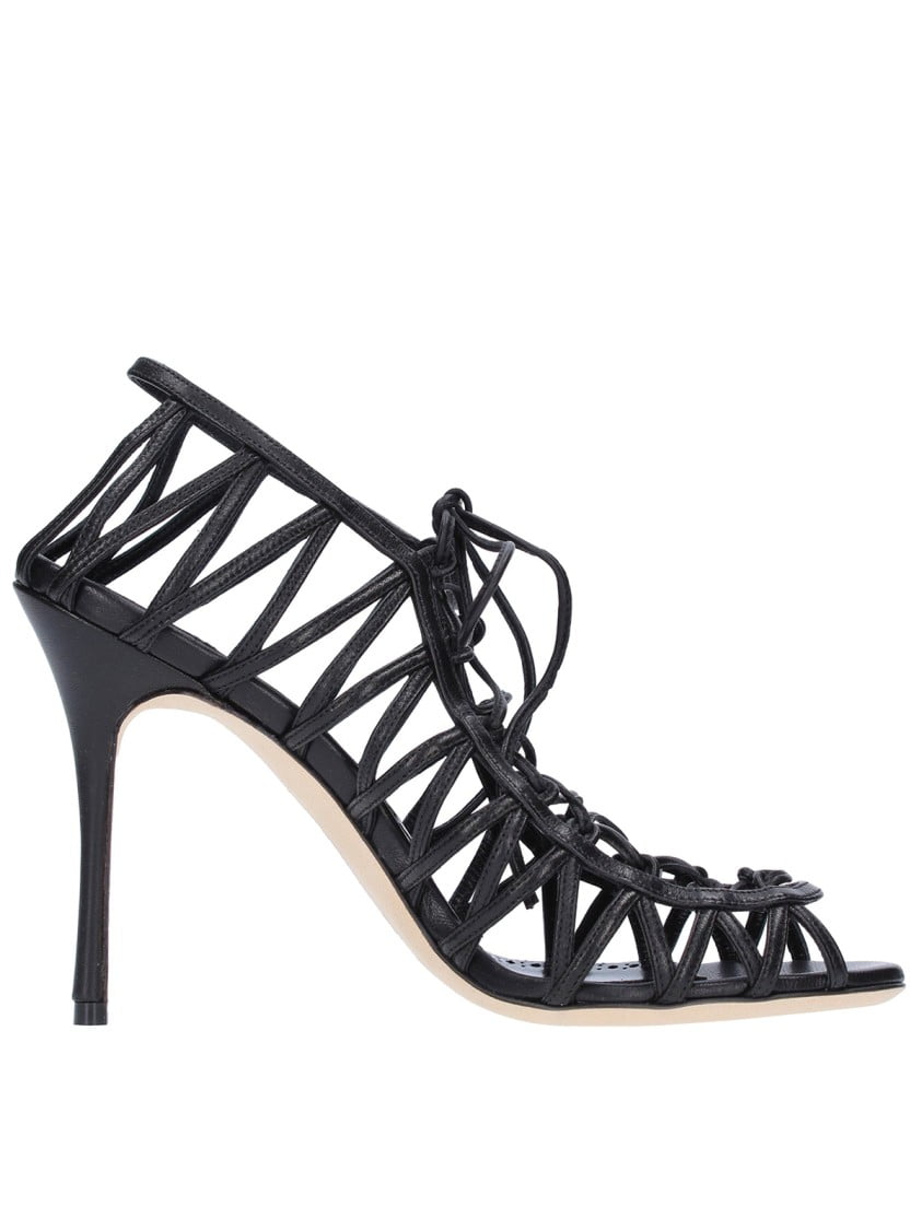 【送料&関税込】Manolo Blahnik Hamza 105 Leather Sandals Manolo Blahnik Hamza 105 Leather Sandals Grey (Women's