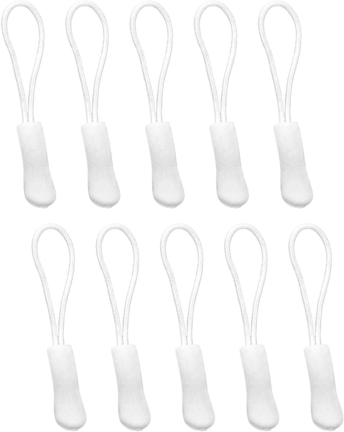 Hamzusd 240pcs White Extension Zipper, Durable Zip Pulls Strong Nylon Cord Rubber Textured No Slip Pull Rope, Fit All Zips Pull Extension Nylon Zipper