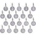 thumbnail image 1 of Hamzusd keychain numbers 1-20, 30mm 20 pieces number keychain stainless steel, keychain with numbers and ID tag cat/dog, keychain numbered tags for luggage, pet name, hotel, locker, 1 of 9